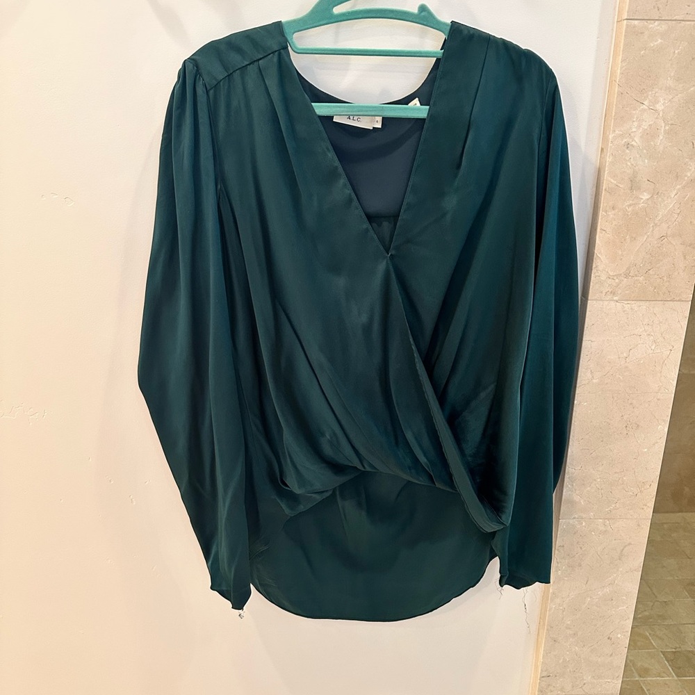 A.L.C. Green Wrap Blouse Relaxed Style